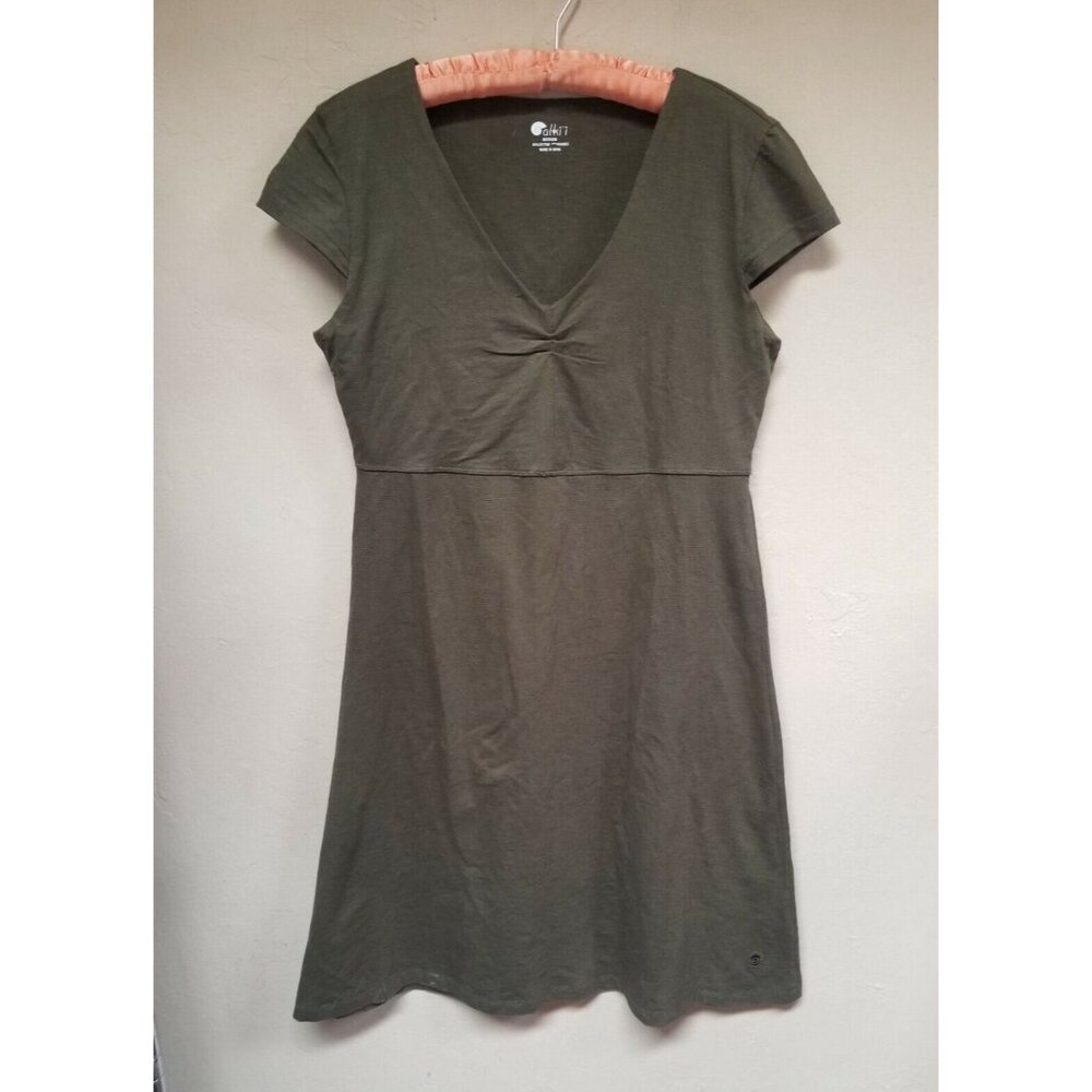 Alki'i Womens A-Line Drape Silvia Chic Dress V-Neckline Bodice Medium Gray